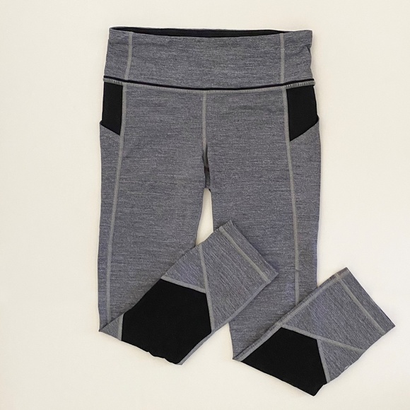 lululemon athletica Pants - Lululemon Black and Gray Cropped Leggings